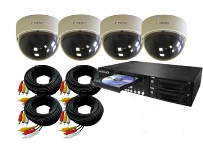 4 Superhochauflsende Kuppelkameras, Farbe, Inneneinsatz, 480 TVL, plus Quad
