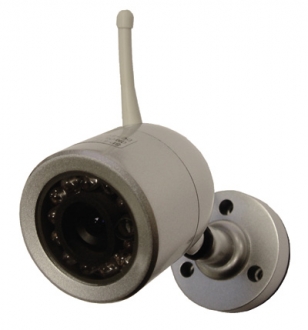 Einsteiger Funkkamera, mit 350 TVL, 1/3“ Omnivision CMOS Sensor, 5 Meter Nachtsichtfhigkeit, 6.0 mm 78 Objektiv, wetterbestndig mit Mikrofon, Spezialhalterung und Netzteil