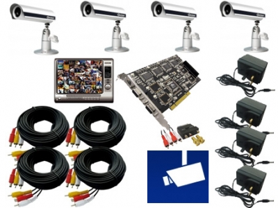 Profi Videoberwachungsanlage mit 4 Stift-berwachungskameras und Profi PC DVR Karte