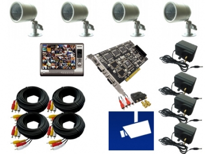 Profi Videoüberwachungsanlage mit 4 Nachtsicht-Überwachungskameras und Profi Festplattenrecorder