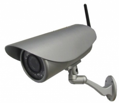 Wetterfeste 30m Nachtsicht Outdoor WLAN-Kamera mit 720x 576 Pixeln Aufösung, 1/3" CCD-Sensor von Sharp® und 6mm Fixfokus-Objektiv