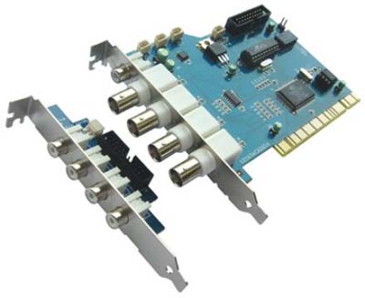 PCI-Karte & Software für 4 Kameras mit 25 BpS und MPEG4-Komprimierung